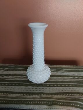 White Hobnail Milk Glass Bud Vase - Classic Home Accent